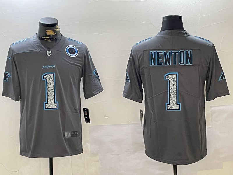 Men Carolina Panthers #1 Newton Grey 2024 Nike Olive Salute To Service Limited NFL Jersey style 1->carolina panthers->NFL Jersey